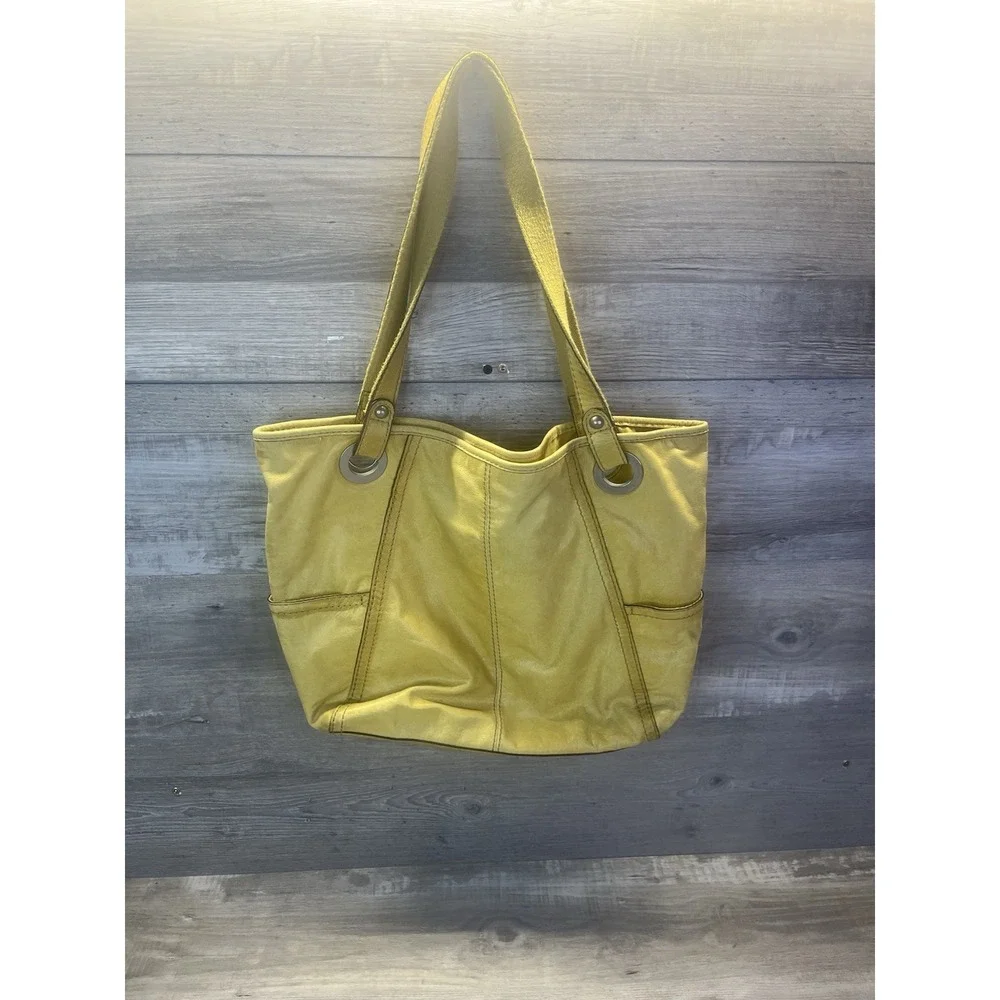 Fossil Hathaway Tote Bag Medium Yellow Leather Shoulder Handbag Purse